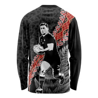 New Zealand Maori Rugby Player Long Sleeve Shirt Maori and Silver Fern Half Style LT03 - Polynesian Pride