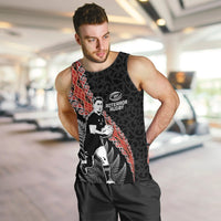 New Zealand Maori Rugby Player Men Tank Top Maori and Silver Fern Half Style LT03 Black - Polynesian Pride