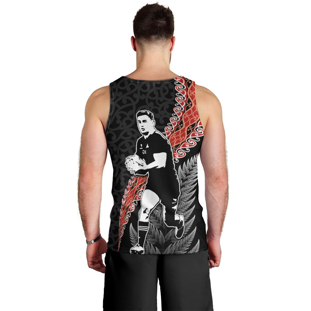 New Zealand Maori Rugby Player Men Tank Top Maori and Silver Fern Half Style LT03 - Polynesian Pride
