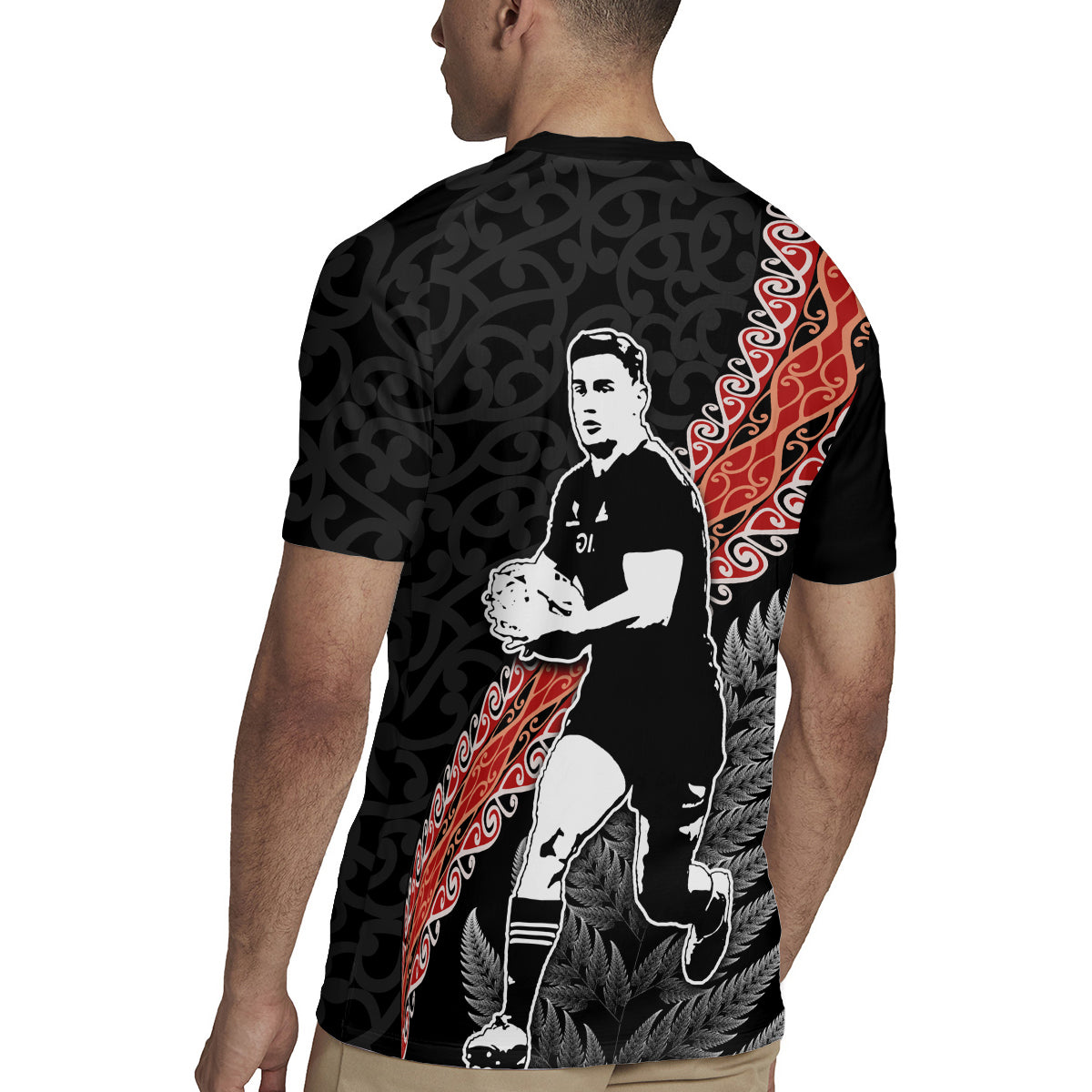 New Zealand Maori Rugby Player Rugby Jersey Maori and Silver Fern Half Style LT03 - Polynesian Pride