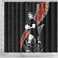 New Zealand Maori Rugby Player Shower Curtain Maori and Silver Fern Half Style LT03 - Polynesian Pride