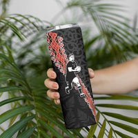 New Zealand Maori Rugby Player Skinny Tumbler Maori and Silver Fern Half Style LT03 - Polynesian Pride