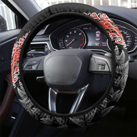 New Zealand Maori Rugby Player Steering Wheel Cover Maori and Silver Fern Half Style LT03 - Polynesian Pride