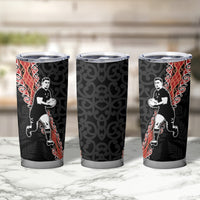 New Zealand Maori Rugby Player Tumbler Cup Maori and Silver Fern Half Style LT03 - Polynesian Pride