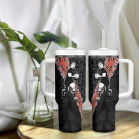 New Zealand Maori Rugby Player Tumbler With Handle Maori and Silver Fern Half Style LT03 - Polynesian Pride