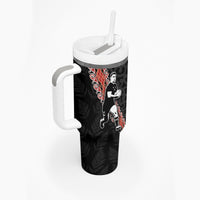 New Zealand Maori Rugby Player Tumbler With Handle Maori and Silver Fern Half Style LT03 - Polynesian Pride
