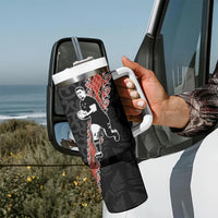 New Zealand Maori Rugby Player Tumbler With Handle Maori and Silver Fern Half Style LT03 - Polynesian Pride