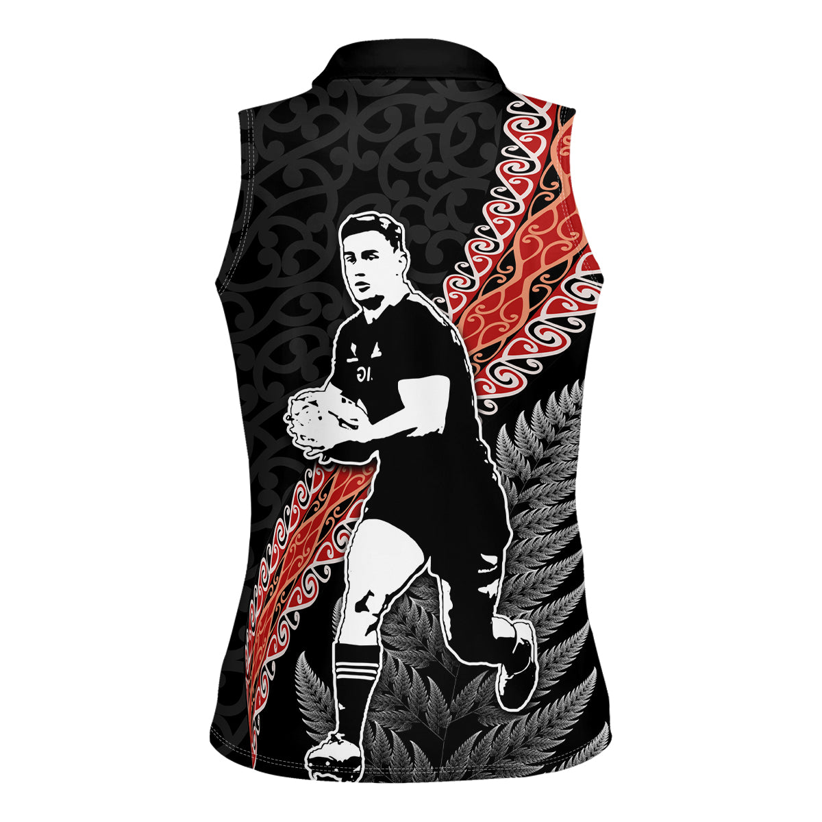 New Zealand Maori Rugby Player Women Sleeveless Polo Shirt Maori and Silver Fern Half Style LT03 - Polynesian Pride
