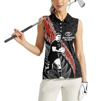 New Zealand Maori Rugby Player Women Sleeveless Polo Shirt Maori and Silver Fern Half Style LT03 - Polynesian Pride