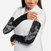 Hawaiian Monk Seal and Whale Arm Sleeves Kakau Tribal Pattern Grayscale