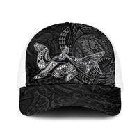 Hawaiian Monk Seal and Whale Baseball Net Cap Kakau Tribal Pattern Grayscale