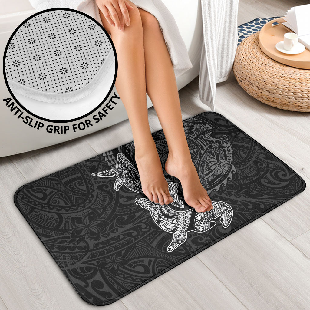 Hawaiian Monk Seal and Whale Bathroom Set Kakau Tribal Pattern Grayscale LT03 - Polynesian Pride