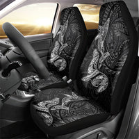 Hawaiian Monk Seal and Whale Car Seat Cover Kakau Tribal Pattern Grayscale