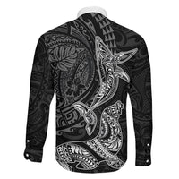 Hawaiian Monk Seal and Whale Family Matching Summer Maxi Dress and Hawaiian Shirt Kakau Tribal Pattern Grayscale LT03 - Polynesian Pride