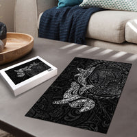 Hawaiian Monk Seal and Whale Puzzle Kakau Tribal Pattern Grayscale