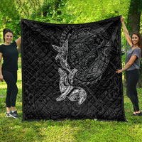 Hawaiian Monk Seal and Whale Quilt Kakau Tribal Pattern Grayscale