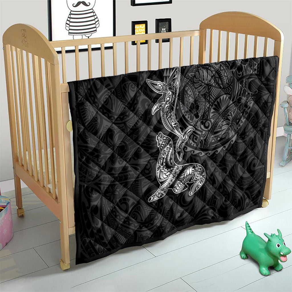 Hawaiian Monk Seal and Whale Quilt Kakau Tribal Pattern Grayscale