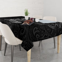 Hawaiian Monk Seal and Whale Tablecloth Kakau Tribal Pattern Grayscale