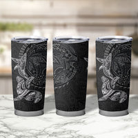 Hawaiian Monk Seal and Whale Tumbler Cup Kakau Tribal Pattern Grayscale LT03 - Polynesian Pride