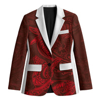 Hawaiian Monk Seal and Whale Blazer Kakau Tribal Pattern Red Color