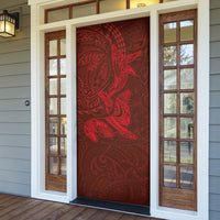 Hawaiian Monk Seal and Whale Door Cover Kakau Tribal Pattern Red Color LT03 - Polynesian Pride