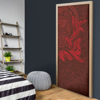 Hawaiian Monk Seal and Whale Door Cover Kakau Tribal Pattern Red Color LT03 - Polynesian Pride