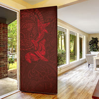 Hawaiian Monk Seal and Whale Door Cover Kakau Tribal Pattern Red Color LT03 - Polynesian Pride