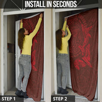 Hawaiian Monk Seal and Whale Door Cover Kakau Tribal Pattern Red Color LT03 - Polynesian Pride