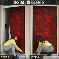 Hawaiian Monk Seal and Whale Door Cover Kakau Tribal Pattern Red Color LT03 - Polynesian Pride
