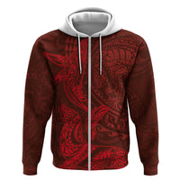 Hawaiian Monk Seal and Whale Hoodie Kakau Tribal Pattern Red Color