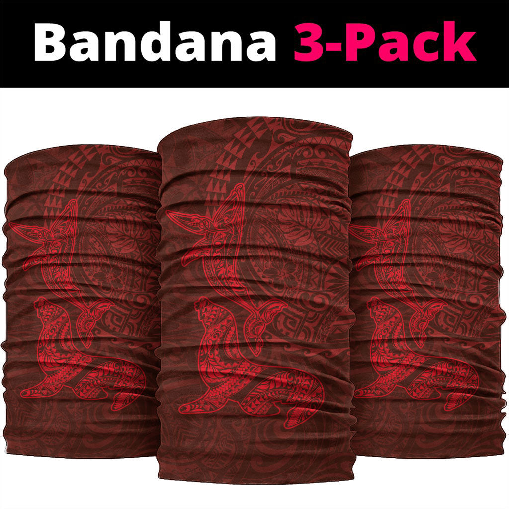 Hawaiian Monk Seal and Whale Neck Gaiter Kakau Tribal Pattern Red Color