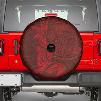 Hawaiian Monk Seal and Whale Spare Tire Cover Kakau Tribal Pattern Red Color