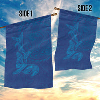Hawaiian Monk Seal and Whale Garden Flag Kakau Tribal Pattern Blue Color