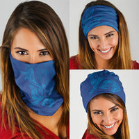 Hawaiian Monk Seal and Whale Neck Gaiter Kakau Tribal Pattern Blue Color LT03 - Polynesian Pride