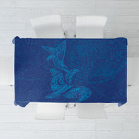 Hawaiian Monk Seal and Whale Tablecloth Kakau Tribal Pattern Blue Color