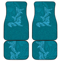 Hawaiian Monk Seal and Whale Car Mats Kakau Tribal Pattern Teal Color