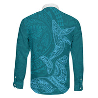 Hawaiian Monk Seal and Whale Family Matching Mermaid Dress and Hawaiian Shirt Kakau Tribal Pattern Teal Color LT03 - Polynesian Pride