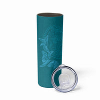 Hawaiian Monk Seal and Whale Skinny Tumbler Kakau Tribal Pattern Teal Color LT03 - Polynesian Pride