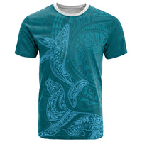 Hawaiian Monk Seal and Whale T Shirt Kakau Tribal Pattern Teal Color