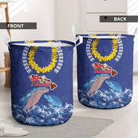 Hawaiian Sea Animals Laundry Basket Whales Shark and Turtle Guardians with Tribal Pattern LT03 - Polynesian Pride