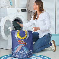 Hawaiian Sea Animals Laundry Basket Whales Shark and Turtle Guardians with Tribal Pattern LT03 - Polynesian Pride