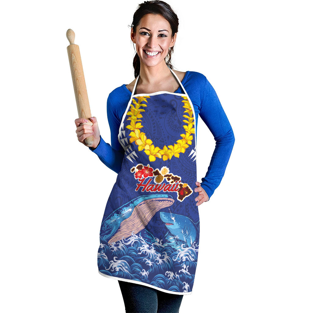 Hawaiian Sea Animals Apron Whales Shark and Turtle Guardians with Tribal Pattern