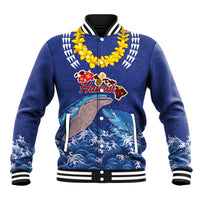 Hawaiian Sea Animals Baseball Jacket Whales Shark and Turtle Guardians with Tribal Pattern