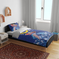 Hawaiian Sea Animals Bedding Set Whales Shark and Turtle Guardians with Tribal Pattern