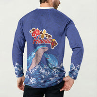 Hawaiian Sea Animals Button Sweatshirt Whales Shark and Turtle Guardians with Tribal Pattern