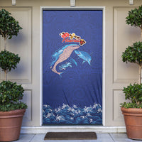 Hawaiian Sea Animals Door Cover Whales Shark and Turtle Guardians with Tribal Pattern