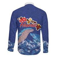 Hawaiian Sea Animals Family Matching Off The Shoulder Long Sleeve Dress and Hawaiian Shirt Whales Shark and Turtle Guardians with Tribal Pattern LT03 - Polynesian Pride