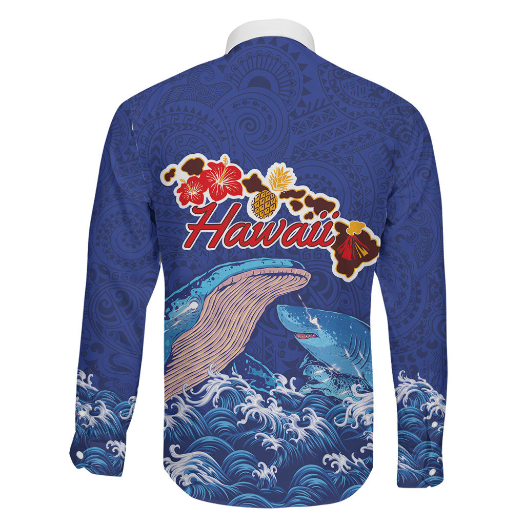 Hawaiian Sea Animals Family Matching Summer Maxi Dress and Hawaiian Shirt Whales Shark and Turtle Guardians with Tribal Pattern LT03 - Polynesian Pride