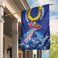 Hawaiian Sea Animals Garden Flag Whales Shark and Turtle Guardians with Tribal Pattern LT03 House Flag Blue - Polynesian Pride