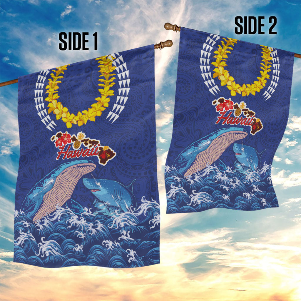 Hawaiian Sea Animals Garden Flag Whales Shark and Turtle Guardians with Tribal Pattern LT03 - Polynesian Pride
